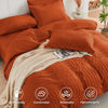 Picture of HYMOKEGE Burnt Orange Queen Comforter Set Seersucker 7 Pieces, All Season Luxury Bed in a Bag for Bedroom, Bedding Set with Comforters, Sheets, Pillowcases & Shams