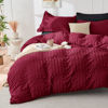 Picture of HYMOKEGE Red & Black Queen Comforter Set Seersucker 7 Pieces, All Season Luxury Bed in a Bag for Bedroom, Bedding Set with Comforters, Sheets, Pillowcases & Shams