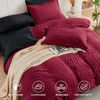 Picture of HYMOKEGE Red & Black Queen Comforter Set Seersucker 7 Pieces, All Season Luxury Bed in a Bag for Bedroom, Bedding Set with Comforters, Sheets, Pillowcases & Shams