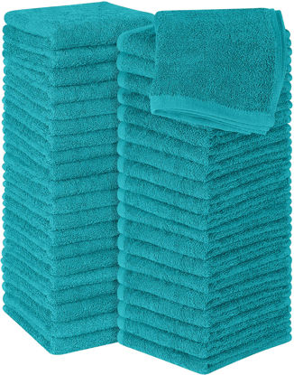 Picture of Utopia Towels 60 Pack Cotton Washcloths Set - 100% Ring Spun Cotton, Premium Quality Flannel Face Cloths, Highly Absorbent and Soft Feel Fingertip Towels (Turquoise)