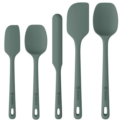 Picture of ChefAide 5 Pieces Silicone Spatula Set, Food Grade Rubber Spatula, Upgrade Strong Handle with Ergonomic Grip, Heat Resistant Up to 600°F for Nonstick Cookware, Cooking