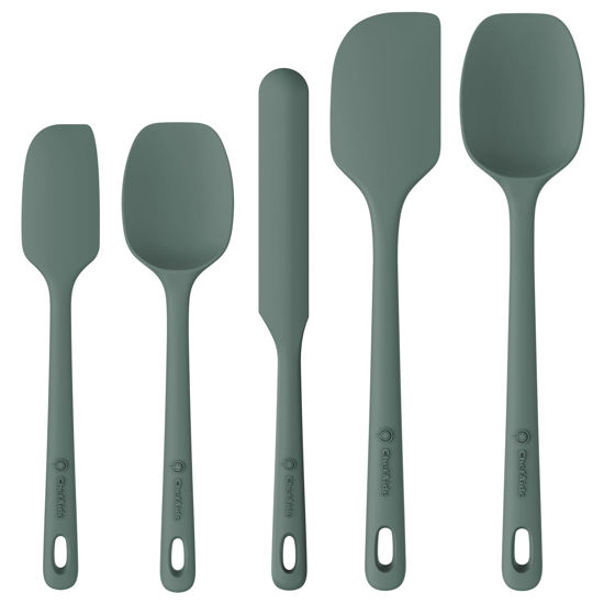 Picture of ChefAide 5 Pieces Silicone Spatula Set, Food Grade Rubber Spatula, Upgrade Strong Handle with Ergonomic Grip, Heat Resistant Up to 600°F for Nonstick Cookware, Cooking