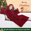 Picture of Waitu Wearable Blanket Sweatshirt for Women and Men, Super Warm and Cozy Giant Blanket Hoodie, Thick Flannel Blanket with Sleeves and Giant Pocket - Red
