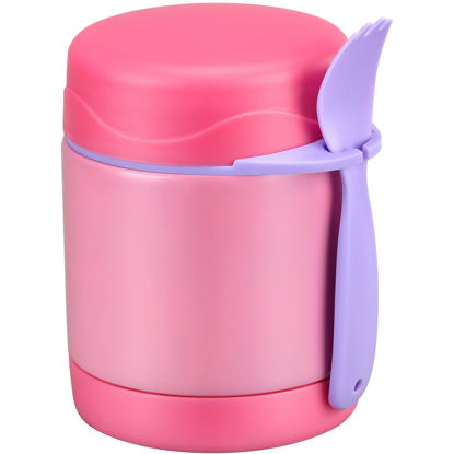 Picture of Pawtong 10oz Insulated Food Jar, Thermo for Hot Food Lunch Container, Stainless Steel Lunch Box for Kids with Spoon (Pink)