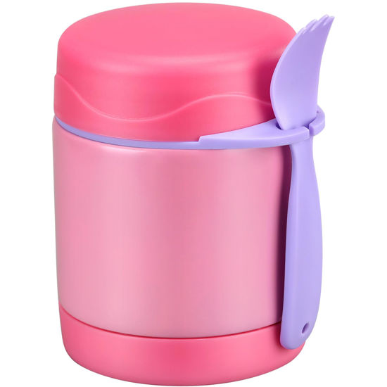 Picture of Pawtong 10oz Insulated Food Jar, Thermo for Hot Food Lunch Container, Stainless Steel Lunch Box for Kids with Spoon (Pink)