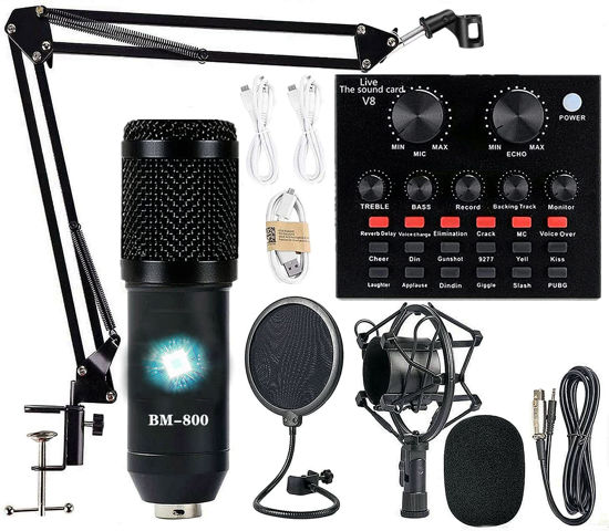 Picture of Podcast Equipment Bundle, BM-800 Condenser with Voice Changer, Recording Studio Package - Podcast Microphone Bundle for Laptop, Streaming/Live Broadcast/YouTube Recording (AM200-V8)