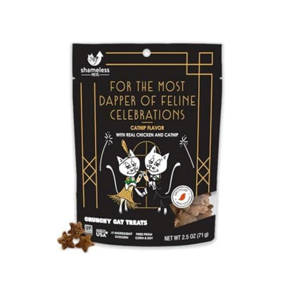 Picture of Shameless Pets Celebration Birthday Crunchy Cat Treats Chicken and Catnip Treats with Digestive Support