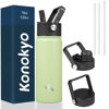 Picture of Konokyo 18 oz Insulated Water Bottle Stainless Steel Sport Bottles with 3 Lids,Macaron Green