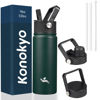 Picture of Konokyo 18 oz Insulated Water Bottle Stainless Steel Sport Bottles with 3 Lids,Army Green