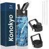 Picture of Konokyo 18 oz Insulated Water Bottle Stainless Steel Sport Bottles with 3 Lids,Marble Ocean