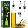 Picture of AOZITA 17oz Clear Glass Olive Oil Dispenser Bottle - 500ml Oil & Vinegar Cruet with Pourers and Funnel - Olive Oil Carafe Decanter for Kitchen