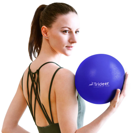 Picture of Trideer Pilates Ball 9 Inch Core Ball, Small Exercise Ball with Exercise Guide Barre Ball Mini Yoga Ball for Pilates, Yoga, Core Training, Physical Therapy, Balance, Stability, Stretching (Indigo)