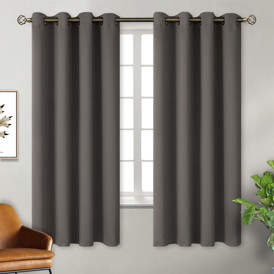 Picture of BGment Blackout Curtains for Bedroom - Grommet Thermal Insulated Room Darkening Curtains for Living Room, Set of 2 Panels, Each 46 x 63 Inch, Grey