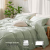 Picture of MooMee Bedding Duvet Cover Set 100% Washed Cotton Linen Like Textured Breathable Durable Soft Comfy (Sage Green, Super King Plus)