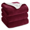 Picture of Bedsure Sherpa Fleece Blankets King Size for Bed - Thick and Warm, Soft Fuzzy Plush King Blanket for Winter, Winery Red, 108x90 Inches
