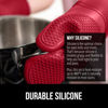 Picture of Gorilla Grip BPA-Free Soft Silicone Oven Mitts and Potholder Set of 4, Heat Resistant Hot Pads, Thick Cotton Lined Cooking Mitt, Long Gloves Protect Hands, Kitchen Waterproof Trivet Mats, 12.5" Red