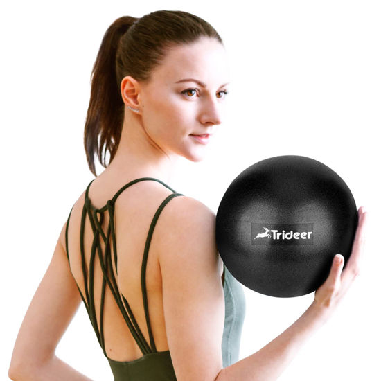 Picture of Trideer Pilates Ball 9 Inch Core Ball, Small Exercise Ball with Exercise Guide Barre Ball Mini Yoga Ball for Pilates, Yoga, Core Training, Physical Therapy, Balance, Stability, Stretching (Black)