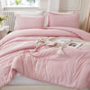 Picture of Litanika Pink Comforter Set Queen Size, 3 Pieces Lightweight Soft Fluffy Solid Bedding Set, All Season Bed Set (90x90In Comforter & 2 Pillowcases)