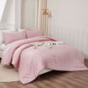 Picture of Litanika Pink Comforter Set Queen Size, 3 Pieces Lightweight Soft Fluffy Solid Bedding Set, All Season Bed Set (90x90In Comforter & 2 Pillowcases)