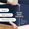Picture of Extra Deep King Fitted Sheet - Hotel Luxury Single Fitted Sheet Only - Sheet Easily Fits 18 inch to 24 inch Mattress - Soft, Wrinkle Free, Breathable & Comfy Extra Deep Pockets Navy Blue Fitted Sheet