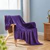 Picture of NEWCOSPLAY Super Soft Twin Blanket Dark Purple Premium Silky Flannel Fleece Leaves Pattern Lightweight Bed Blanket All Season Use (Dark Purple, Twin(60"x80"))