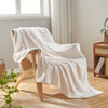 Picture of NEWCOSPLAY Super Soft Twin Blanket Ivory Premium Silky Flannel Fleece Leaves Pattern Lightweight Bed Blanket All Season Use (Ivory, Twin(60"x80"))