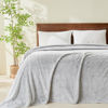 Picture of NEWCOSPLAY Super Soft Queen Blanket Frosty Dark Grey Premium Silky Flannel Fleece Leaves Pattern Lightweight Bed Blanket All Season Use (Frosty Dark Grey, Queen(90"x90"))