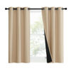 Picture of NICETOWN Bedroom Full Blackout Curtain Panels, Set of 2 Pcs, 37 by 40-inch, Biscotti Beige, Super Thick Insulated Grommet Drapes, Double-Layer Blackout Draperies with Black Liner for Small Window