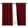 Picture of NICETOWN Kitchen Full Blackout Curtain Panels, Super Thick and Soft Insulated Window Covers, 100% Blackout Draperies with Black Backing for Cafe Window (Burgundy Red, Set of 2, 46 by 54-inch)