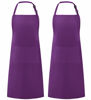 Picture of Syntus 2 Pack Adjustable Bib Apron Waterdrop Resistant with 2 Pockets Cooking Kitchen Aprons for BBQ Drawing, Women Men Chef, Purple