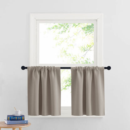 Picture of RYB HOME RV Curtains Blackout - Thermal Insulating Privacy Door Windows Camper Curtains for Kids Nursery RV Bunk Bedroom Windows Bathroom, Width 29 x Length 24, Sand, 2 Pcs