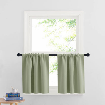Picture of RYB HOME RV Curtains Blackout - Thermal Insulating Privacy Door Windows Camper Curtains for Kids Nursery RV Bunk Bedroom Windows Bathroom, Width 29 x Length 24, Sage Green, 2 Pcs