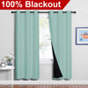 Picture of NICETOWN 100% Blackout Window Curtain Panels, Full Light Blocking Drapes with Black Liner for Nursery, 72-inch Drop Thermal Insulated Draperies (Aqua Blue, 2 Pieces, 42-inch Wide Per Panel)