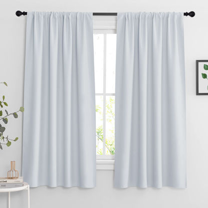 Picture of RYB HOME Blackout Curtains 63 inches Long - Energy Saving Insulation Large Window Curtain Blinds for Bedroom Living Room Dining Basement Home Office, W 62 x L 63 per Panel, Greyish White, 2 Pcs