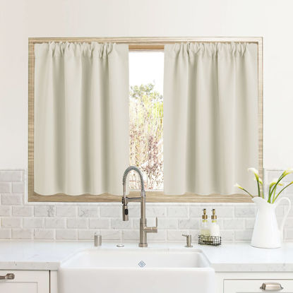 Picture of RYB HOME RV Camper Door Window Curtains -Blackout Privacy Curtains & Drapes for Bathroom Bedroom Kitchen Portable Travel Trailer Small Window Decor, W 34 x L 24, Beige, 2 Panels