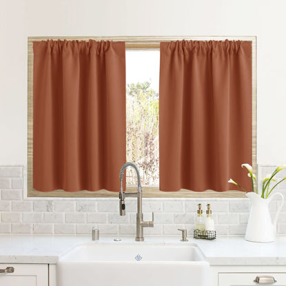 Picture of RYB HOME RV Camper Door Window Curtains -Blackout Privacy Curtains & Drapes for Bathroom Bedroom Kitchen Portable Travel Trailer Small Window Decor, W 34 x L 24, Burnt Orange, 2 Panels