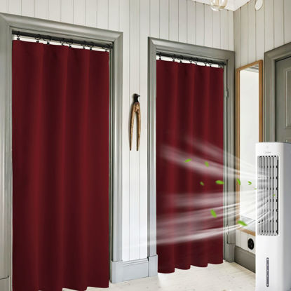 Picture of RYB HOME Blackout Curtains 84 inches Long 2 Panels Set for Living Room, Thermal Insulating Privacy Curtains & Drapes for Doorway Temporary Door Alternative Accordion Door, W 42 x L 84, Burgundy Red
