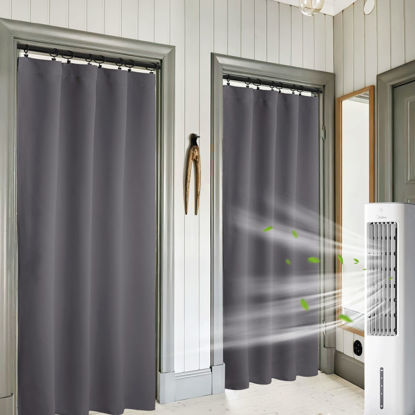 Picture of RYB HOME Blackout Curtains 84 inches Long 2 Panels Set for Living Room, Thermal Insulating Privacy Curtains & Drapes for Doorway Temporary Door Alternative Accordion Door, Grey, W 42 x L 84
