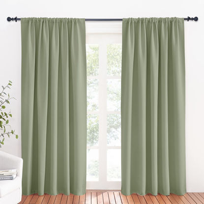 Picture of RYB HOME 84 inches Green Curtains for Living Room Lights & Drafts Blocking Window Curtains Room Darkening Drapes for Bedroom, W70 x L84 inch, 2 Panels, Sage Green