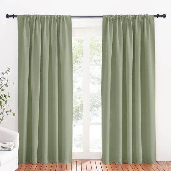 Picture of RYB HOME 84 inches Green Curtains for Living Room Lights & Drafts Blocking Window Curtains Room Darkening Drapes for Bedroom, W70 x L84 inch, 2 Panels, Sage Green