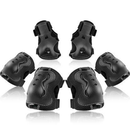 Picture of BOSONER Kids/Youth Knee Pad Elbow Pads Guards Protective Gear Set for Roller Skates Cycling BMX Bike Skateboard Inline Skatings Scooter Riding Sports