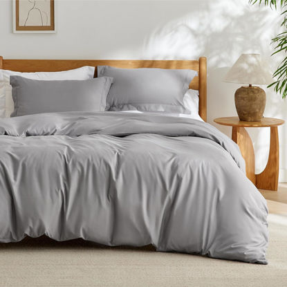 Picture of Bedsure Grey Duvet Cover Oversized Queen Size - Soft Double Brushed Duvet Cover for Kids with Zipper Closure, 3 Pieces, Includes 1 Duvet Cover (98"x98") & 2 Pillow Shams, NO Comforter
