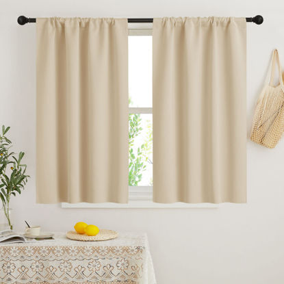 Picture of RYB HOME Dorm Curtains Room Darkening, 45 inch Length Privacy Window Treatment Thermal Insulated Covers for Shortage Room Studio Nursery, W34 x L45 inch, 2 Panels, Biscotti Beige