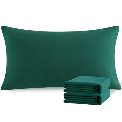 Picture of NTBAY King Pillowcase Set - 2 Pack Brushed Microfiber 20x40 Pillowcases - Soft, Wrinkle-Free, Fade-Resistant, Stain-Resistant, Dark Green Pillowcases with Envelope Closure - 20x40 Inches, Dark Green