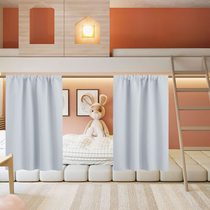 Picture of RYB HOME Short Curtains for Living Room Blackout Portable Blinds Shades for Bedroom Bathroom Basement Garage RV Camper Windows, 34 inches Width x 36 inches Length, Grayish White, 2 Pcs