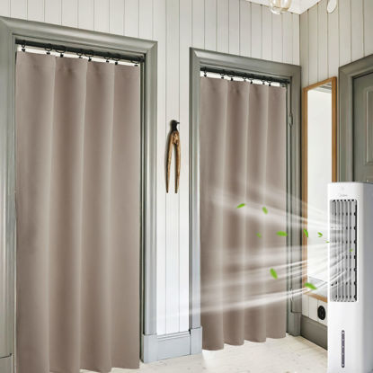 Picture of RYB HOME Room Darkening Curtains for Bedroom, Thermal Insulated Noise Reducing Window Drapes Farmhouse Decor for Living Room Dining Room, W42 x L84 inch, 2 Panels, Sand