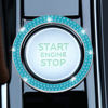 Picture of LivTee 2 PCS Crystal Double Rhinestone Car Engine Start Stop Decoration Ring, Bling Car Interior Accessories for Women, Push to Start Button Cover/Sticker, Key Ignition & Knob Bling Ring, Cyan