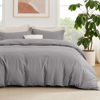 Picture of Bedsure Queen Duvet Cover Set with Fitted Sheet - Soft Double Brushed Grey Bedding Duvet Cover Set, 4 Pieces, Includes 1 Duvet Cover, 1 Fitted Sheet, 2 Pillow Shams, NO Comforter