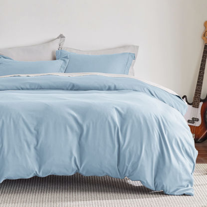 Picture of Bedsure Duvet Cover Twin/Twin XL Size - Soft Double Brushed Bedding Set for Kids & Adults, Zipper Closure, 2 Pieces, Includes 1 Duvet Cover (68"x90") & 1 Pillow Sham, NO Comforter, Winter Sky