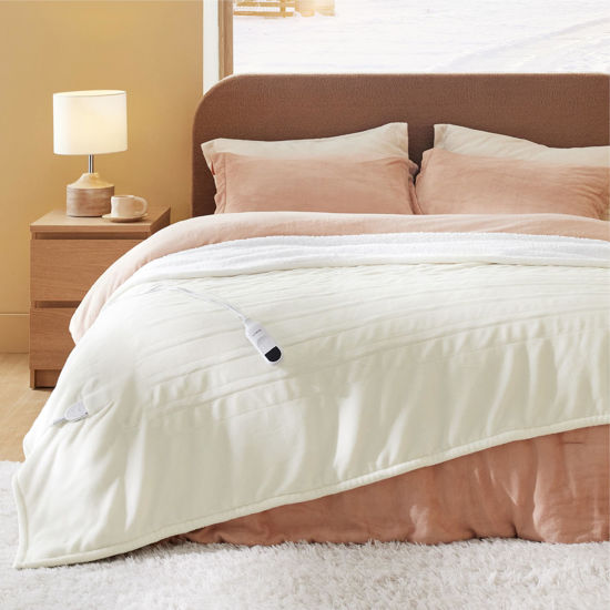 Picture of Bedsure Electric Blanket Full Size - Soft Flannel Heated Blanket, Fast Heating with 10 Time Settings & 6 Heat Settings, Warm Gift for Grandma (72x84 inches, Ivory)